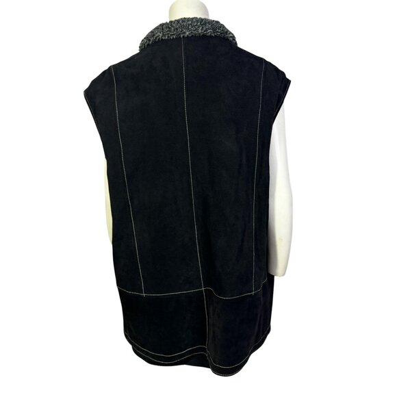 Vintage Pelle Nova di Riviera Shearling Vest – Women’s Black Leather Outerwear - Picture 5 of 13